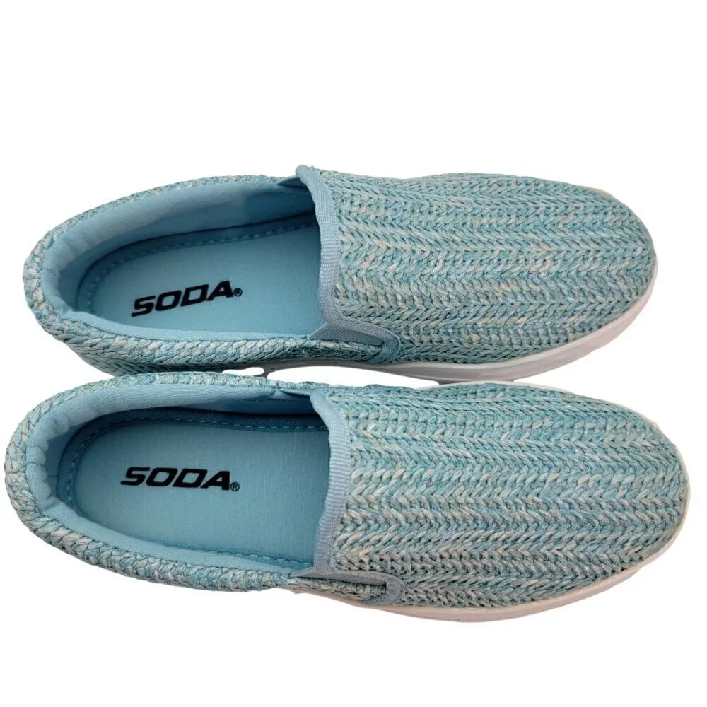 BUY ONE GET ONE FREE Soda Hike Slip-on  Fashion Sneaker  Blue Raffia - Size 7.5 - Picture 6 of 6